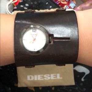 Diesel Leather Cuff Watch